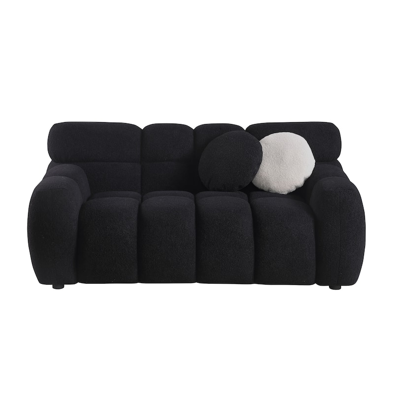 64.96 length ,35.83" deepth ,human body structure for USA people, marshmallow sofa,boucle sofa ,2 seater, BEIGE BOUCLE