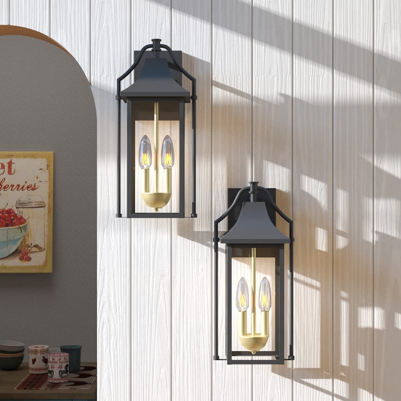 Maxax 17.6" Black Metal Outdoor Wall Light - Black