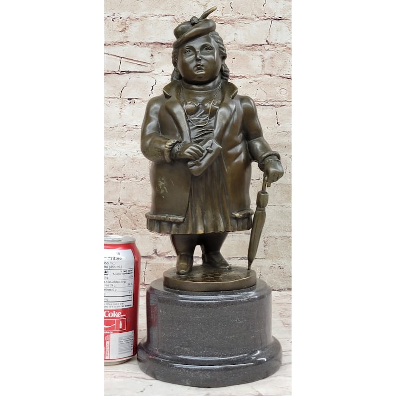 Woman With Umbrella Abstract Bronze Sculpture Statue Art Fernando Botero