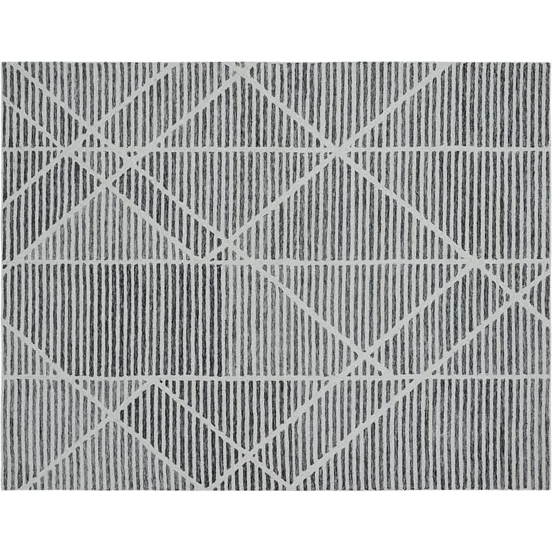Handmade Corinth Collection Ivory/Charcoal Wool Area Rug