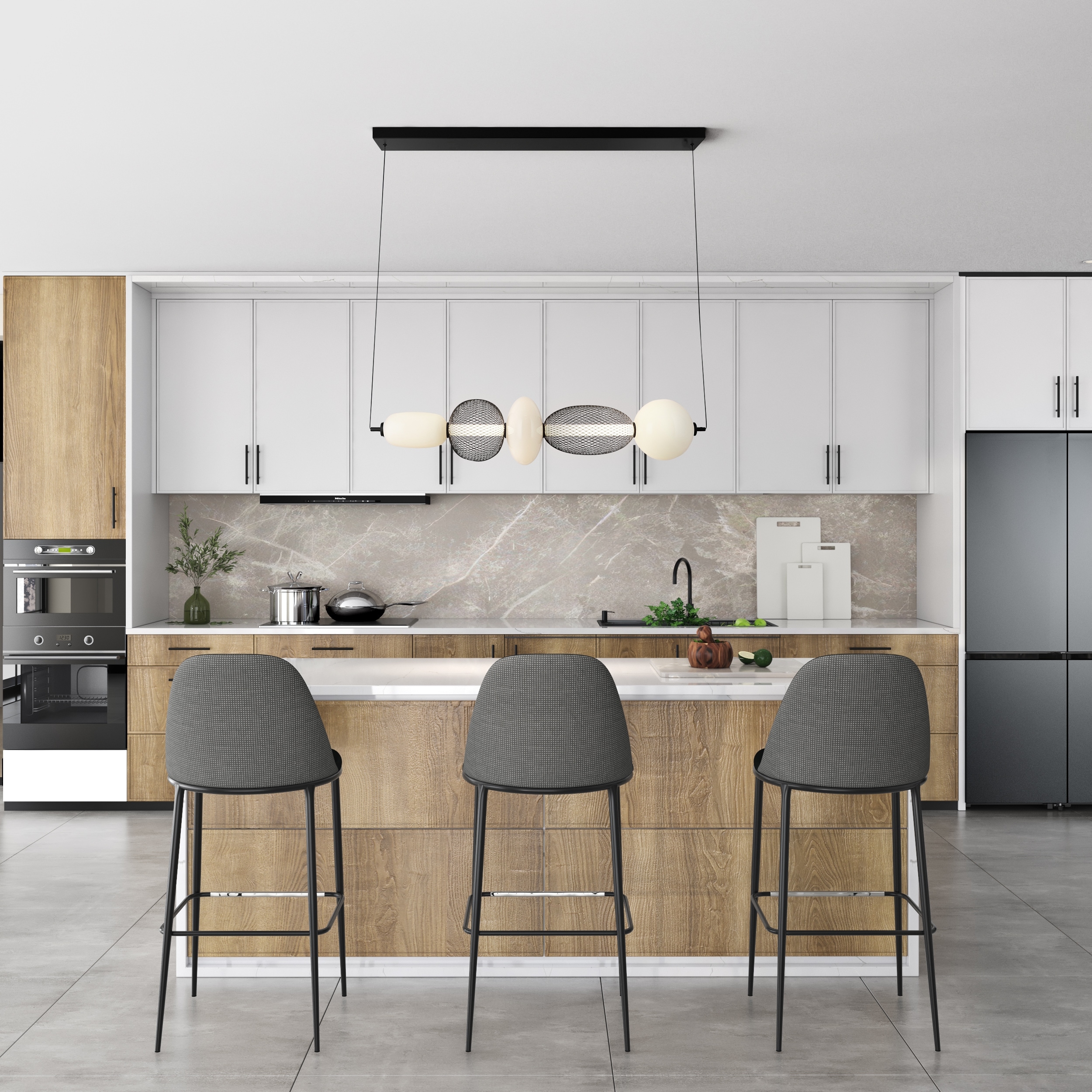 Artcraft Ace - Integrated LED Island-Light - Black Finish - White Opal Glassware Shade