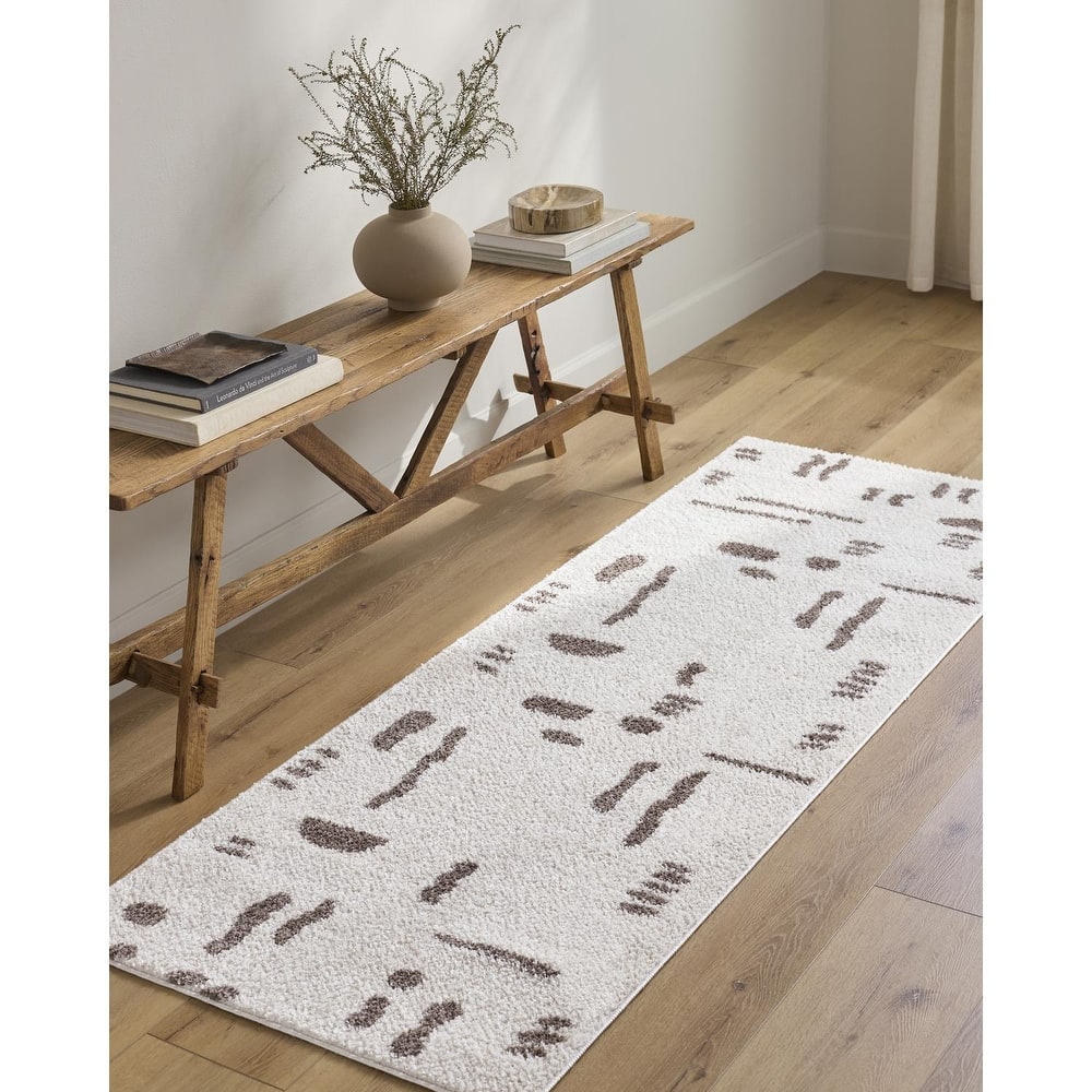 Livabliss Scandinavian Fossay Shag Stripe Washable Area Rug