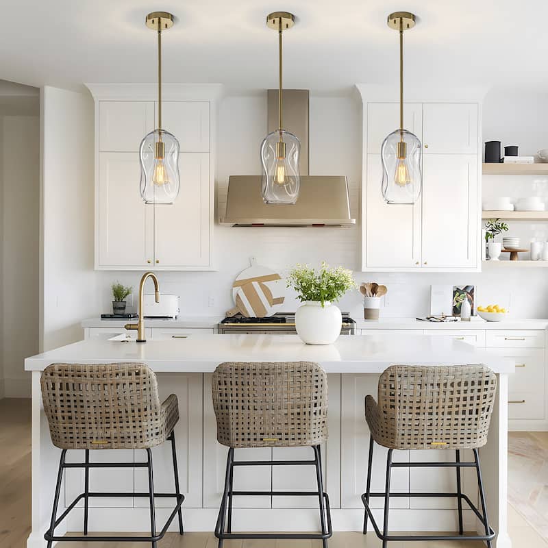 Starsky Modern Unique 1-light Abstract Clear Glass Pendant Light - Gold
