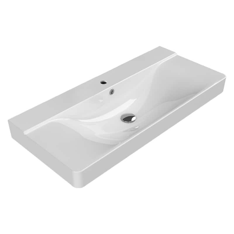 Nameeks CeraStyle 069600-U-One Hole Mona 39-5/8" Rectangular Ceramic - White