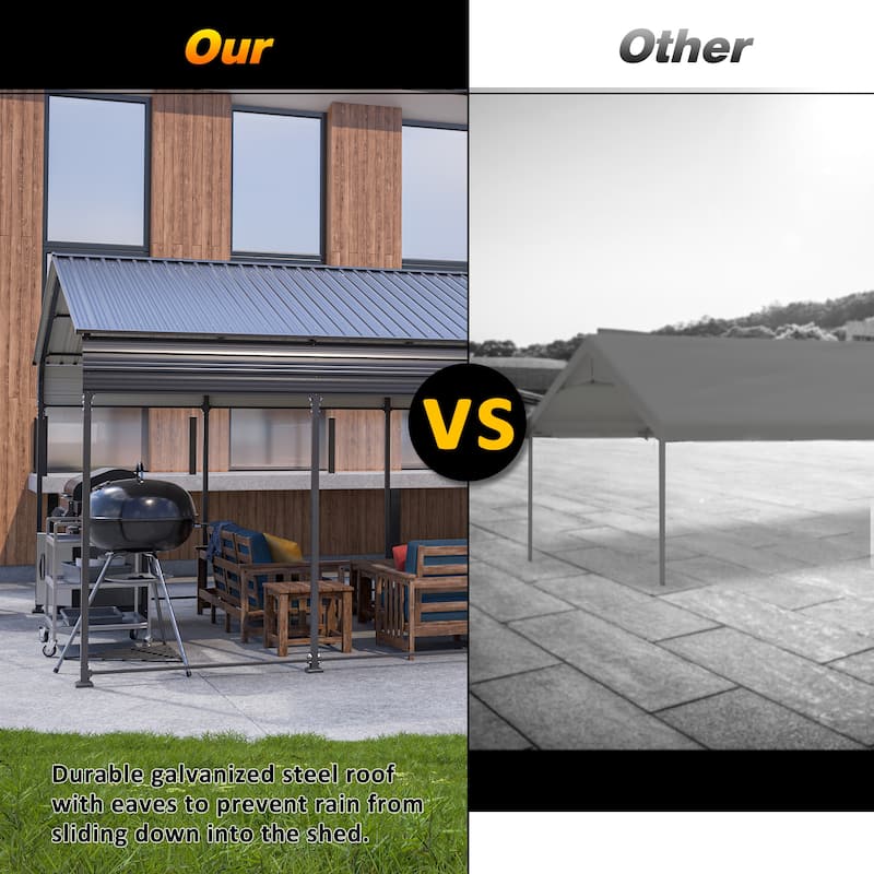 GDFStudio - Oliver Heavy Duty Outdoor Metal Carport with Waterproof Tarpaulin and Reinforced Base