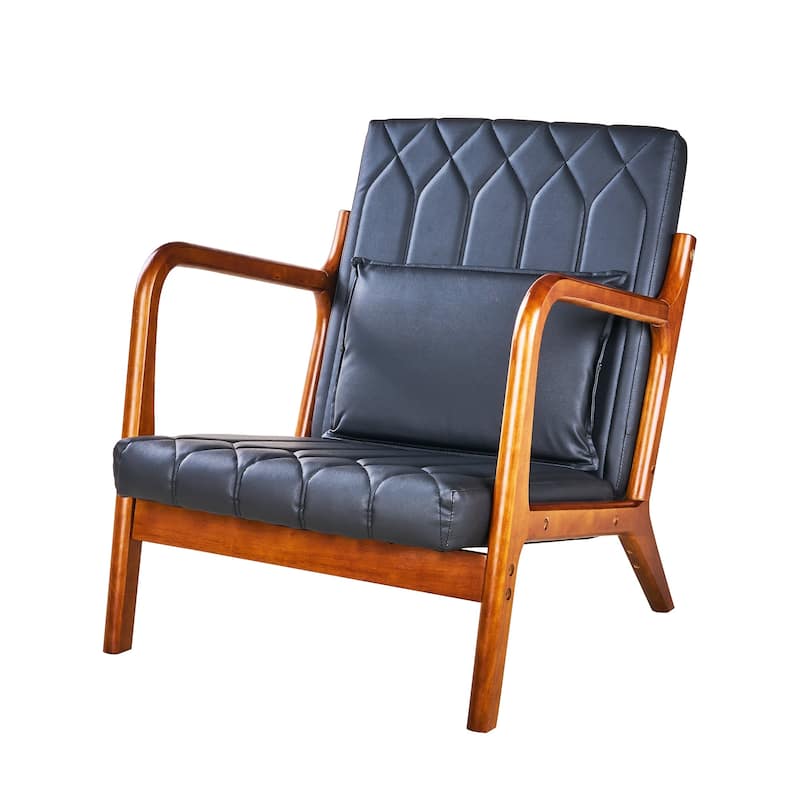 Lounge Accent Chair, Mid Century Modern Chair, High Back Chair, Wood Frame Armchair, Comfy Reading Chair for Living Room, Office
