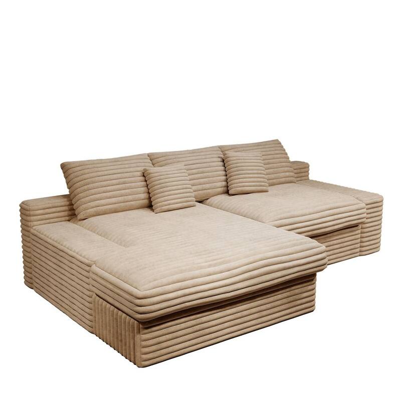 118.1" Modern 2-piece Plush Corduroy Sectional Sofa with Chaise Lounge