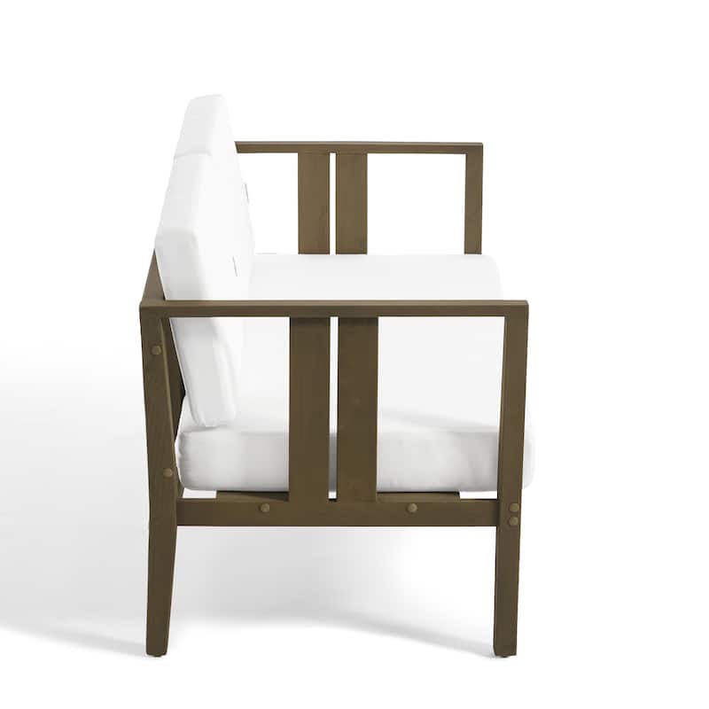 Casual 53"W Outdoor Patio Loveseat Set In Solid Teak Wood with Cushion