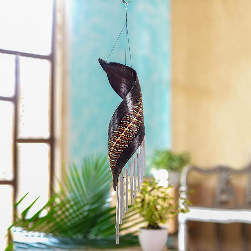 Novica Handmade Morning Melody Coconut Fiber Windchime