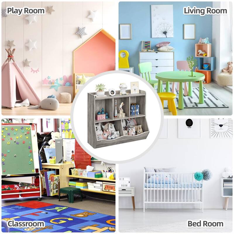 Toy Bookshelf and Bookcase, Multi Shelf with Cubby Organizer Cabinet for Storage Books and Toys