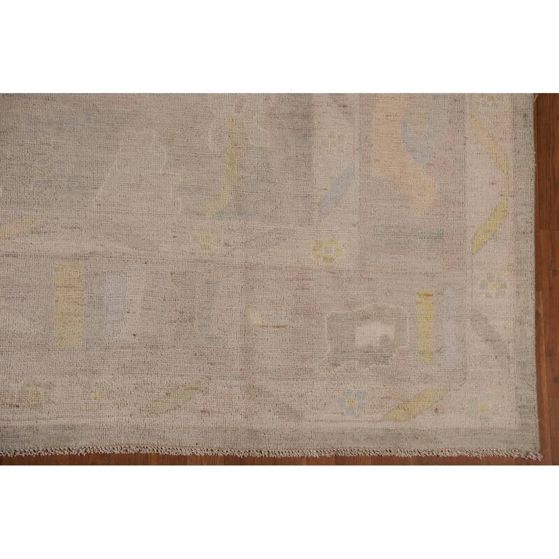 Geometric Oushak Turkish Area Rug Hand-knotted Wool Carpet - 8'10"x 11'9"
