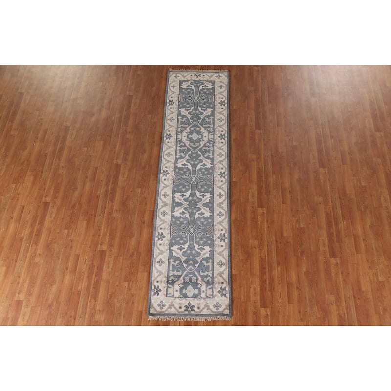 Oushak Indian Runner Rug Handmade Wool Carpet - 2'6"x 9'10"