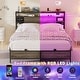 preview thumbnail 26 of 75, Bed Frame with Charging Station and RGB LED Lights, Sturdy Platform Bed with Storage Headboard,