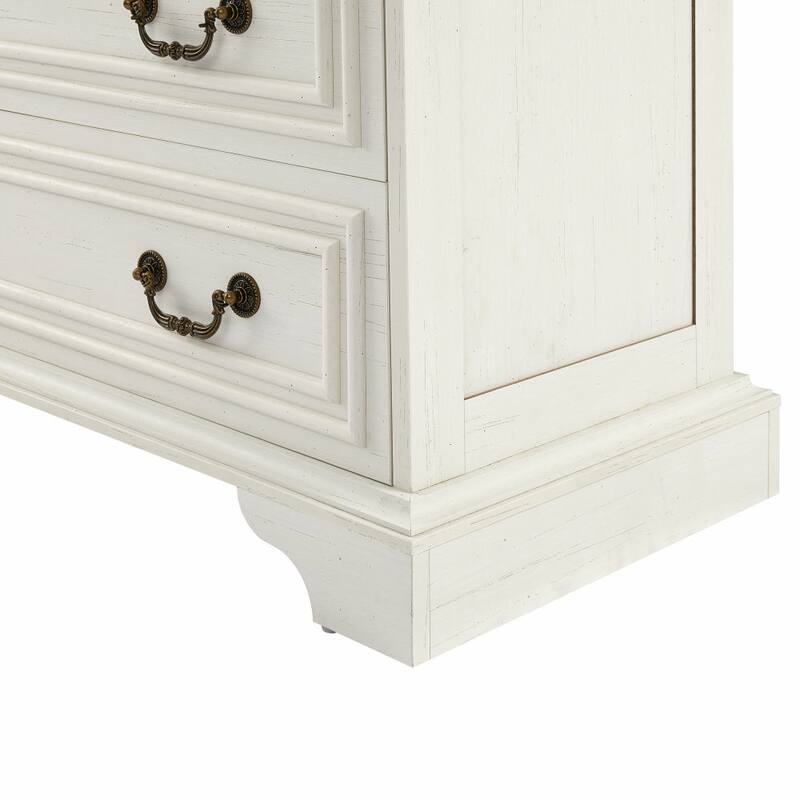 5 Drawer Tall Dressers, Large Storage Dressers Organizer, Decorative Cabinet with Roman Column Handle and Bracket Feet