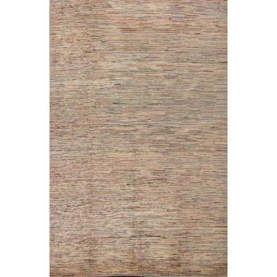 Stripe Abstract Gabbeh Kashkoli Oriental Area Rug Handmade Wool Carpet - 6'4" x 9'7"