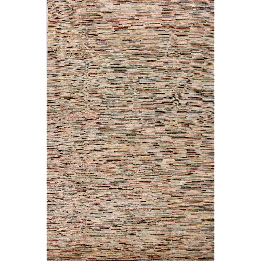 Stripe Abstract Gabbeh Kashkoli Oriental Area Rug Handmade Wool Carpet - 6'4" x 9'7"