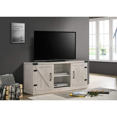 Salma Dusty Gray 58" Wide TV Stand with 2 Open Shelves and 2 Cabinets