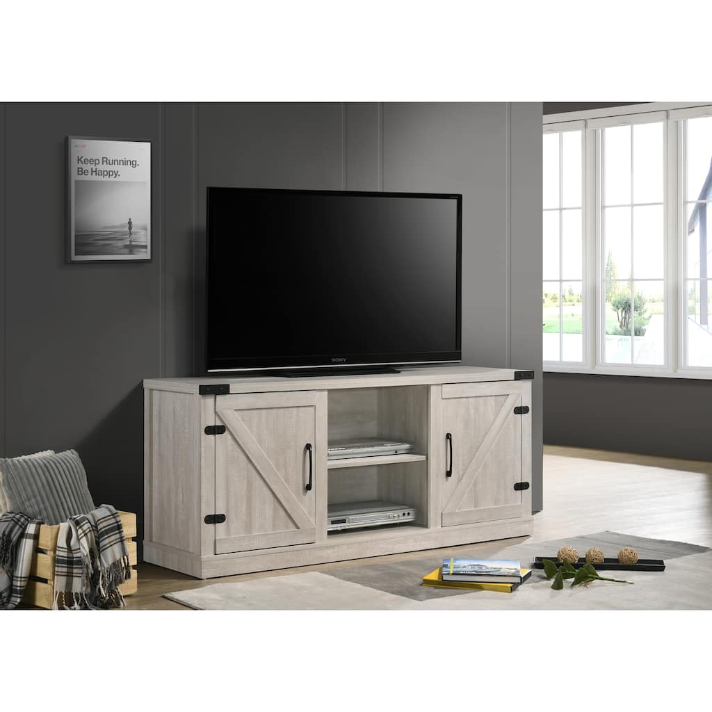 Salma Dusty Gray 58" Wide TV Stand with 2 Open Shelves and 2 Cabinets