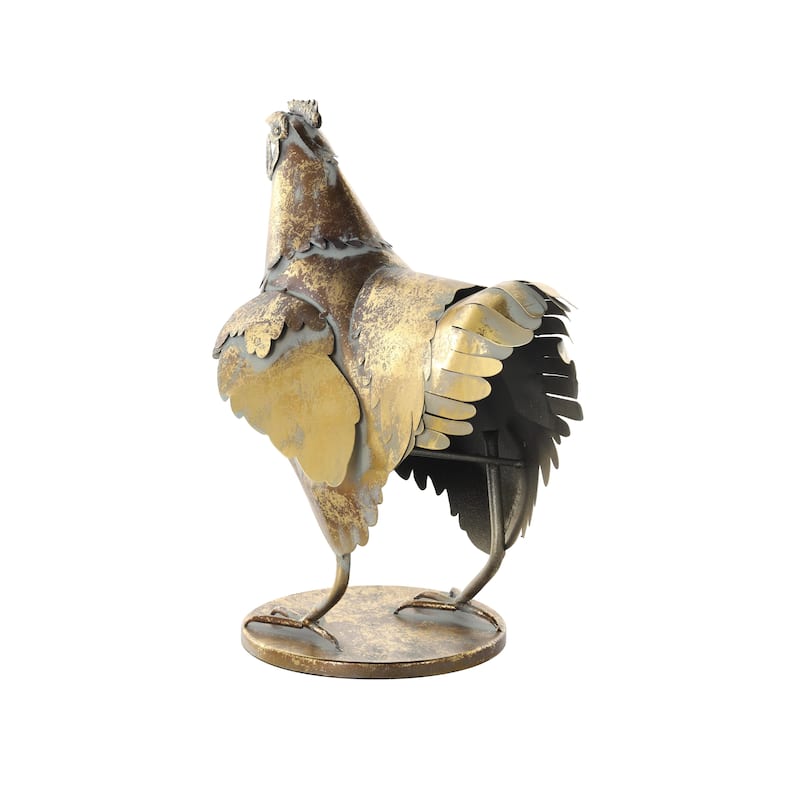 Metal Chicken Patina Decorative Garden Sculpture - Bronze - Roche River Decor