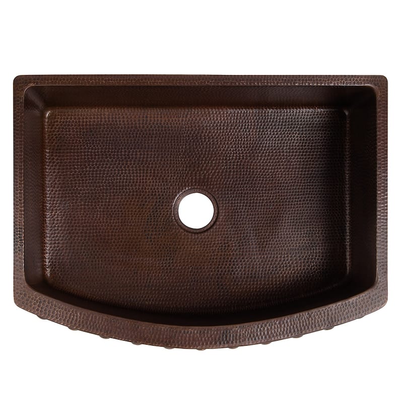 30-in Hammered Copper Rounded Apron Front Single Basin Kitchen Sink with Barrel Strap Design (KASRDB30249BS)