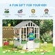 preview thumbnail 4 of 6, Outsunny Kids Wooden Playhouse, Outdoor Garden Games Cottage, with Working Door, Windows, Flowers Pot Holder, 47" x 38" x 54"