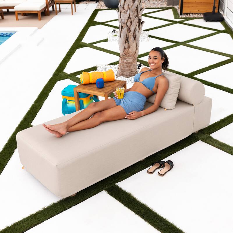 Jaxx Alvy Outdoor Sun Lounger - Luxurious Sunbed with Wood Feet Sunbrella