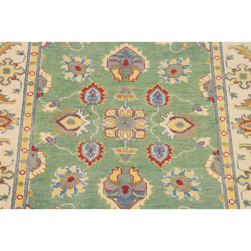 Green Oushak Accent Rug Hand-Knotted Wool Carpet - 3'4" x 4'10"