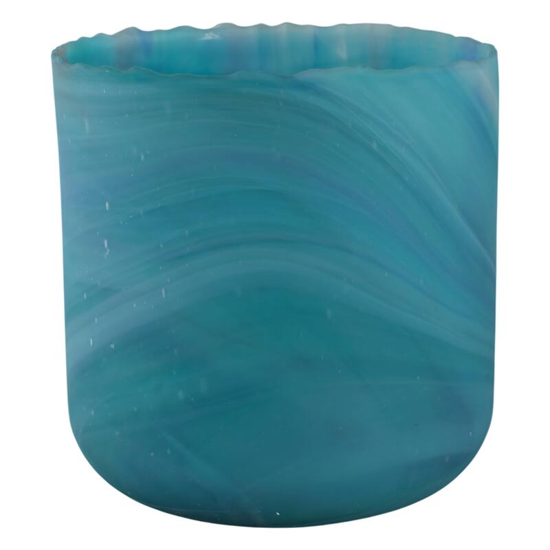 Glass Vase Modern Swirled Flower Pattern Coastal Inspired Tall Accent