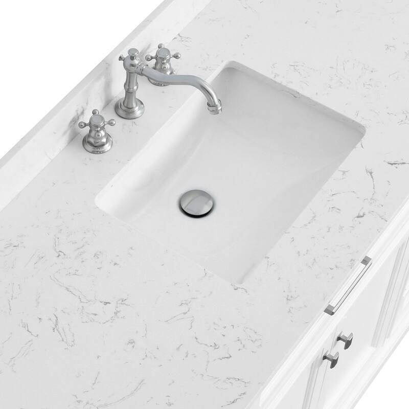 AstralLight 48 in. Single Sink Freestanding White Bath Vanity with White Engineered Marble Top