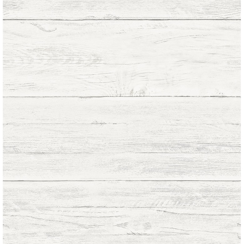 Brewster Adair White Shiplap Wallpaper - 20.5in x 396in x 0.025in