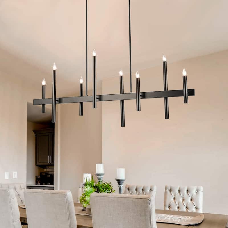 8-Light Modern Linear Candlestick Chandelier Kitchen Island Pendant Lighting