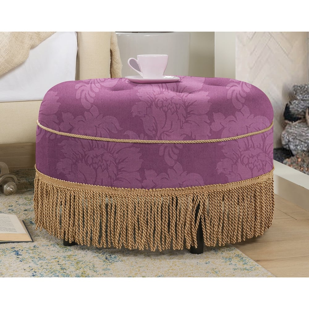Yolanda 24" Upholstered Round Accent Ottoman