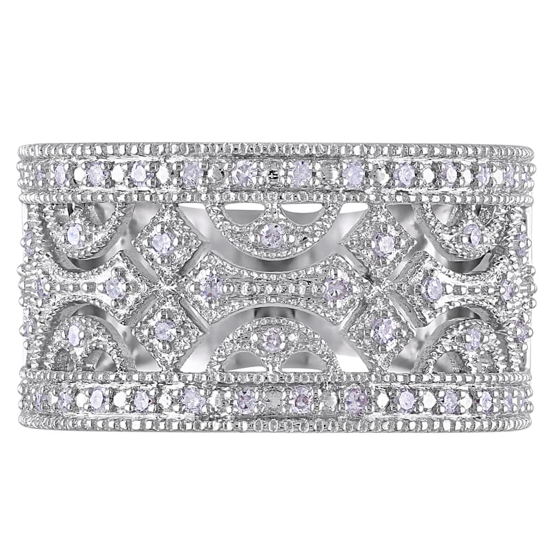 Miadora Sterling Silver 1/4ct TDW Vintage Diamond Anniversary Band