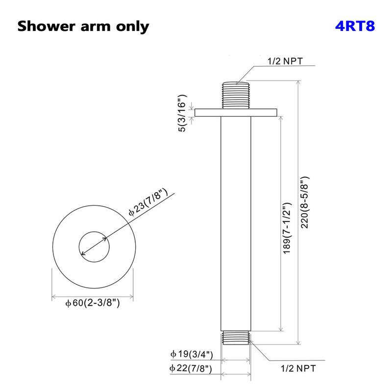Topcraft Stainless Steel Ceiling Mounted Shower Arm.