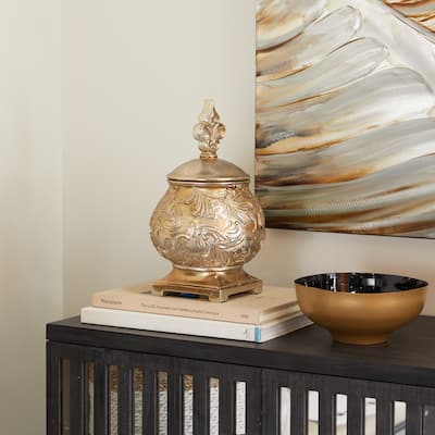Gold Polystone Traditional Decorative Jars - 8 x 8 x 13