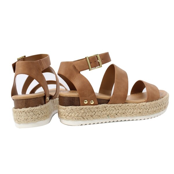 soda women's open toe ankle strap espadrille sandal