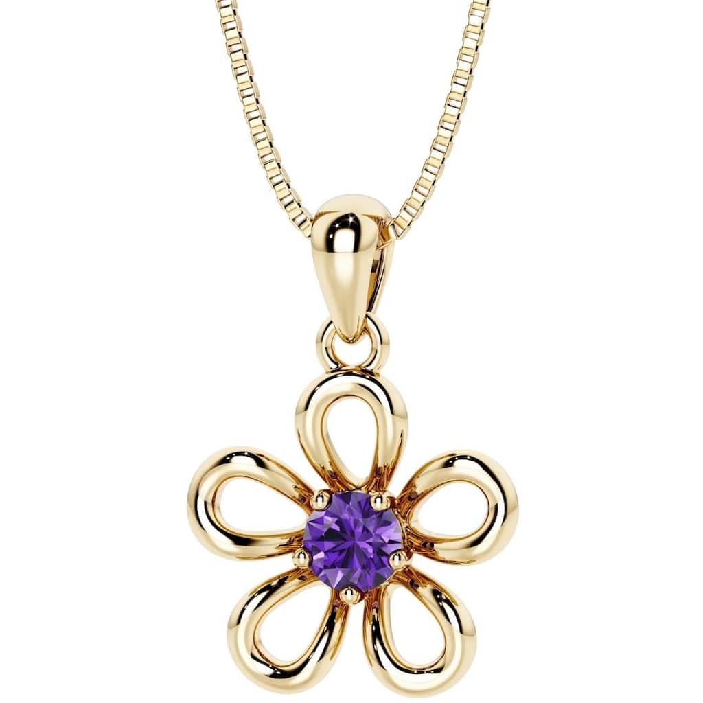 Oravo Gold Plated Sterling Silver Gemstone Flower Pendant