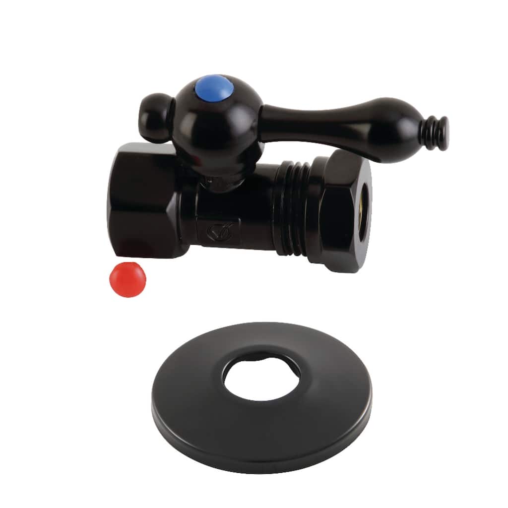 Kingston Brass Vintage 1/2-Inch FIP x 1/2-Inch or 7/16-Inch Slip Joint Quarter-Turn Straight Stop Valve with Flange