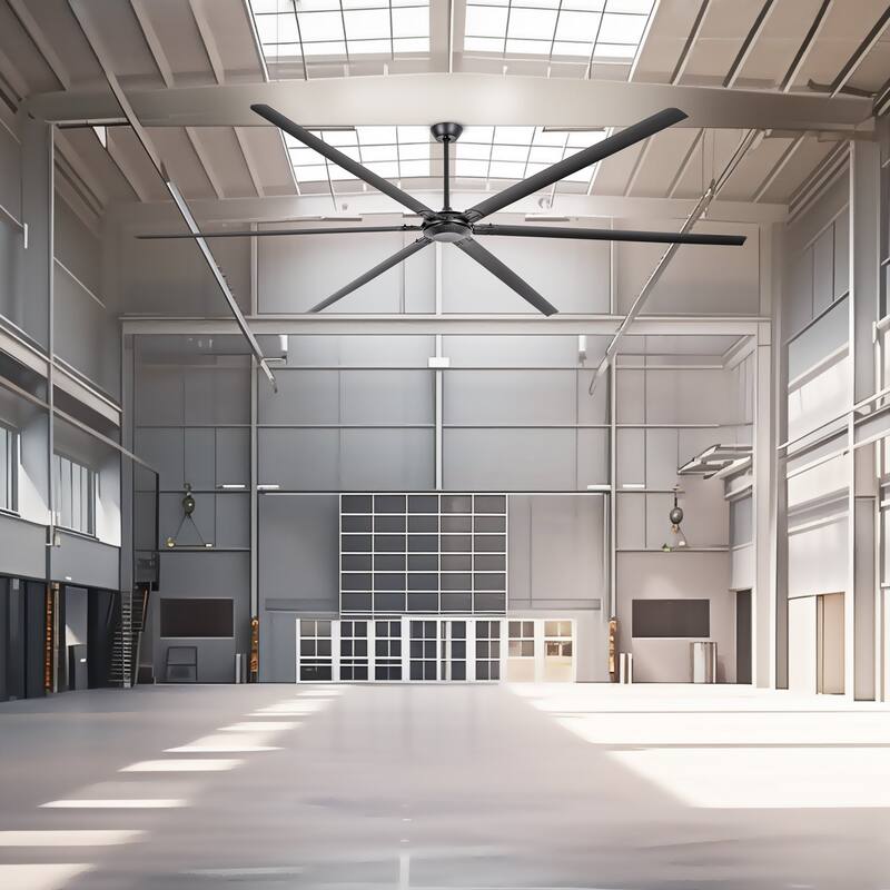 Ceiling Fan Modern 120" Industrial 6-Blade Black Metal