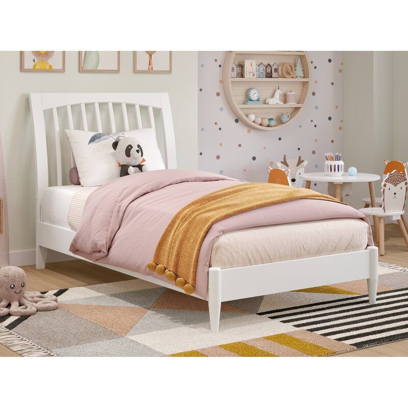 Orleans Solid Wood Low Profile Sleigh Platform Bed - White - Twin