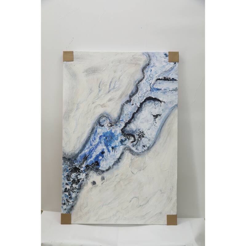 Blue Aetheris Abstract Hand Painted Oil Canvas Wall Art 47"x31"