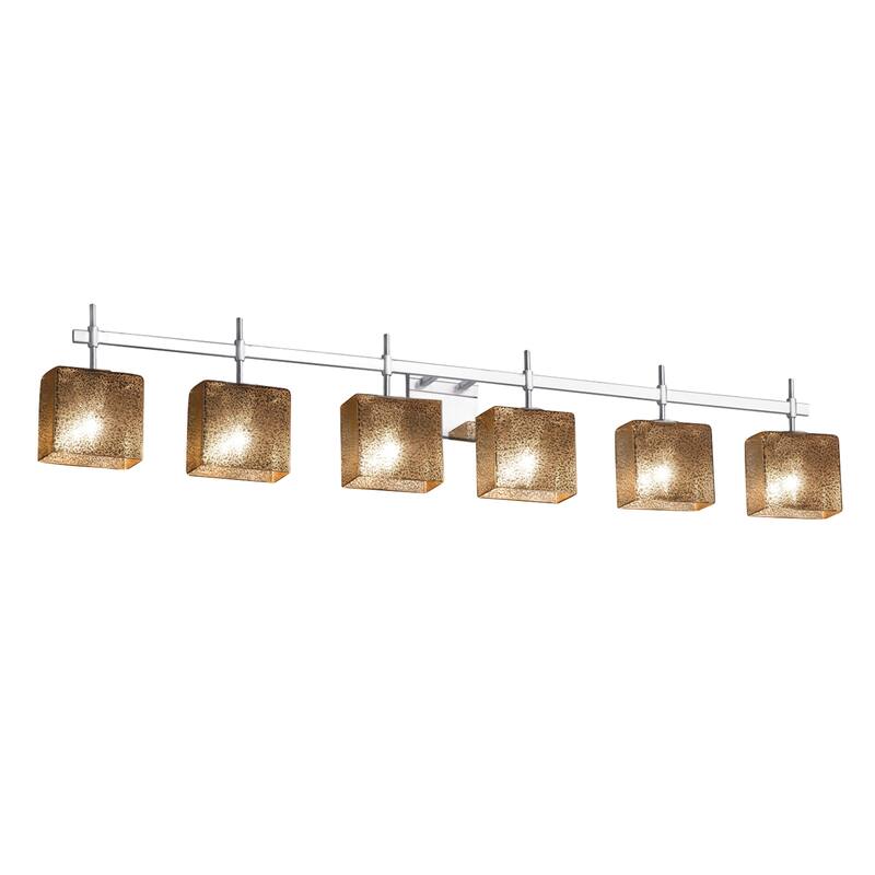 Justice Design Fusion Union 6-light Polished Chrome Bath Bar, Mercury Glass Rectangle Shade