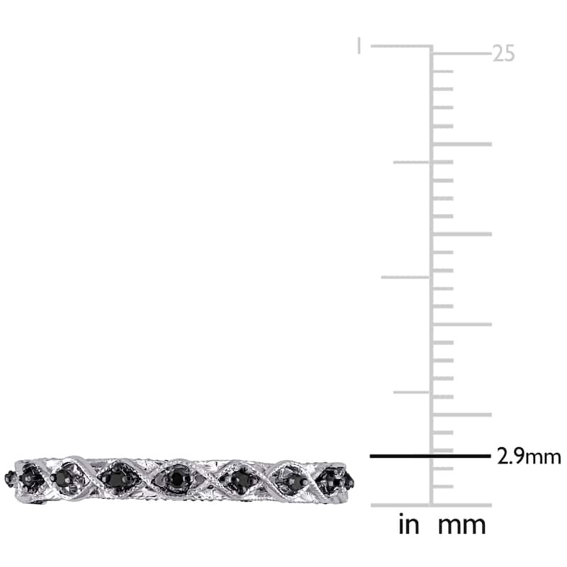 Miadora 10k White Gold 1/8ct TDW Black Diamond Stackable Wedding Band Ring