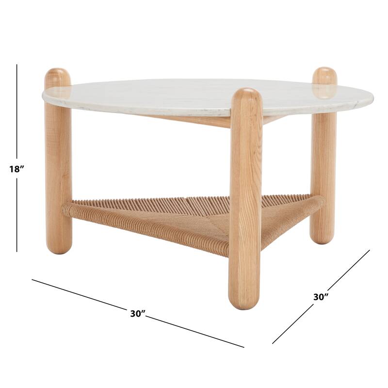 SAFAVIEH Couture Kaili Tropical Coastal Woven Shelf Coffee Table - 30 In. W x 30 In. D x 18 In. H - 30"W x 30"D x 18"H