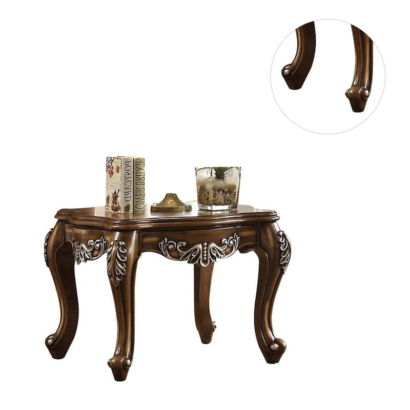 Square Wood End Table in Antique Oak Finish