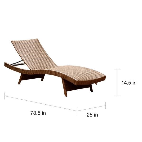 Abbyson Outdoor Palermo Adjustable Wicker Chaise Lounge, Brown (Set of