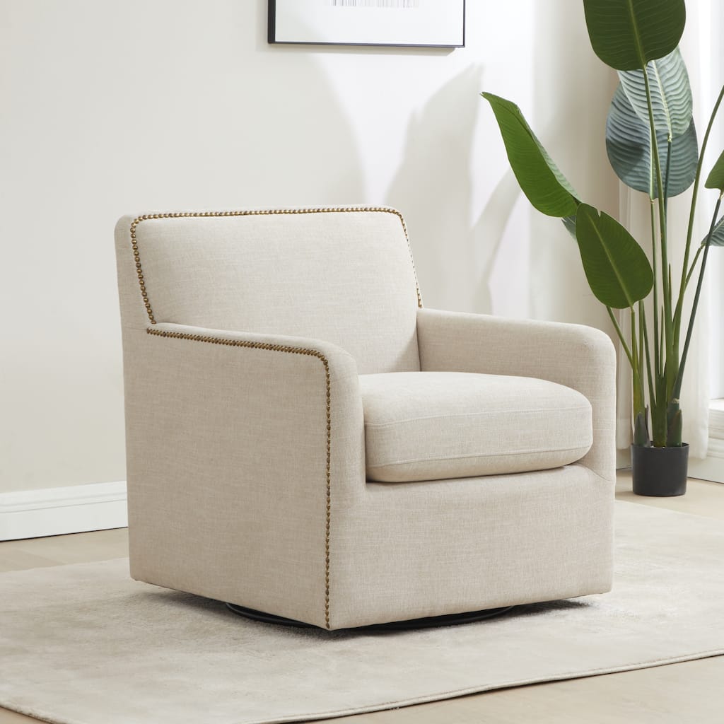 Tobias Swivel Accent Chair with Nailhead Trim by Greyson Living