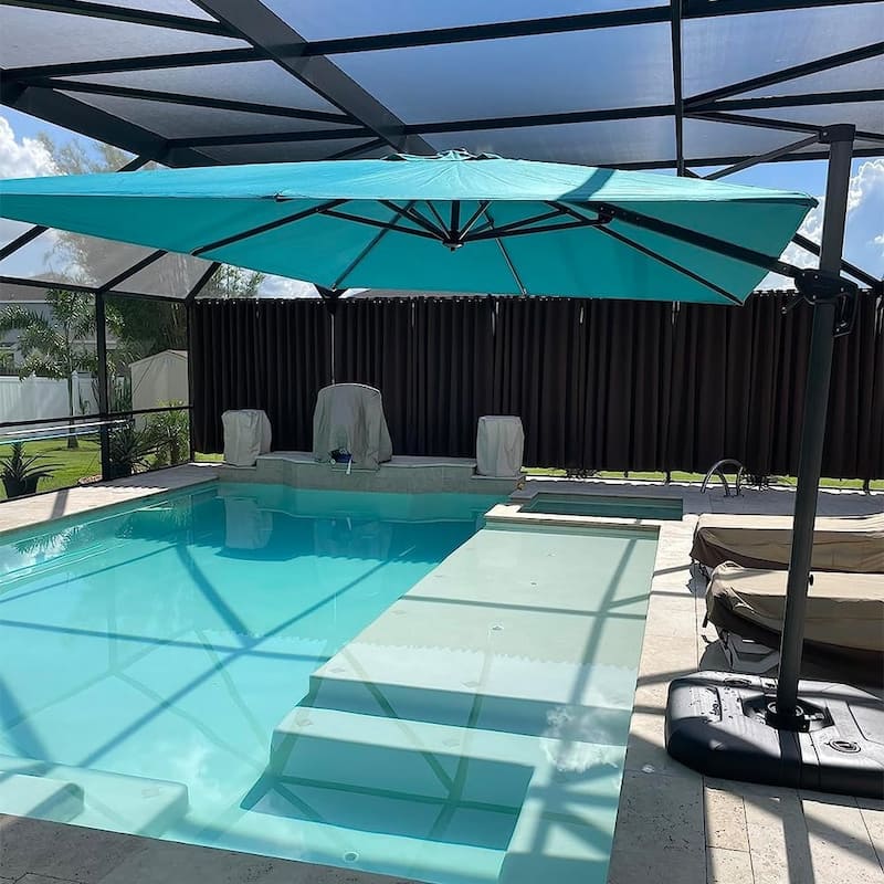 PURPLE LEAF 8 ft Square 360 Degree Rotation Patio Cantilever Umbrella