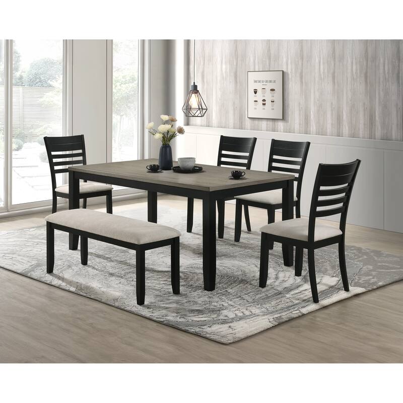 1pc Black Gray Bench Dining Room Fabric Upholstery Kitchen Dining Wooden Furniture