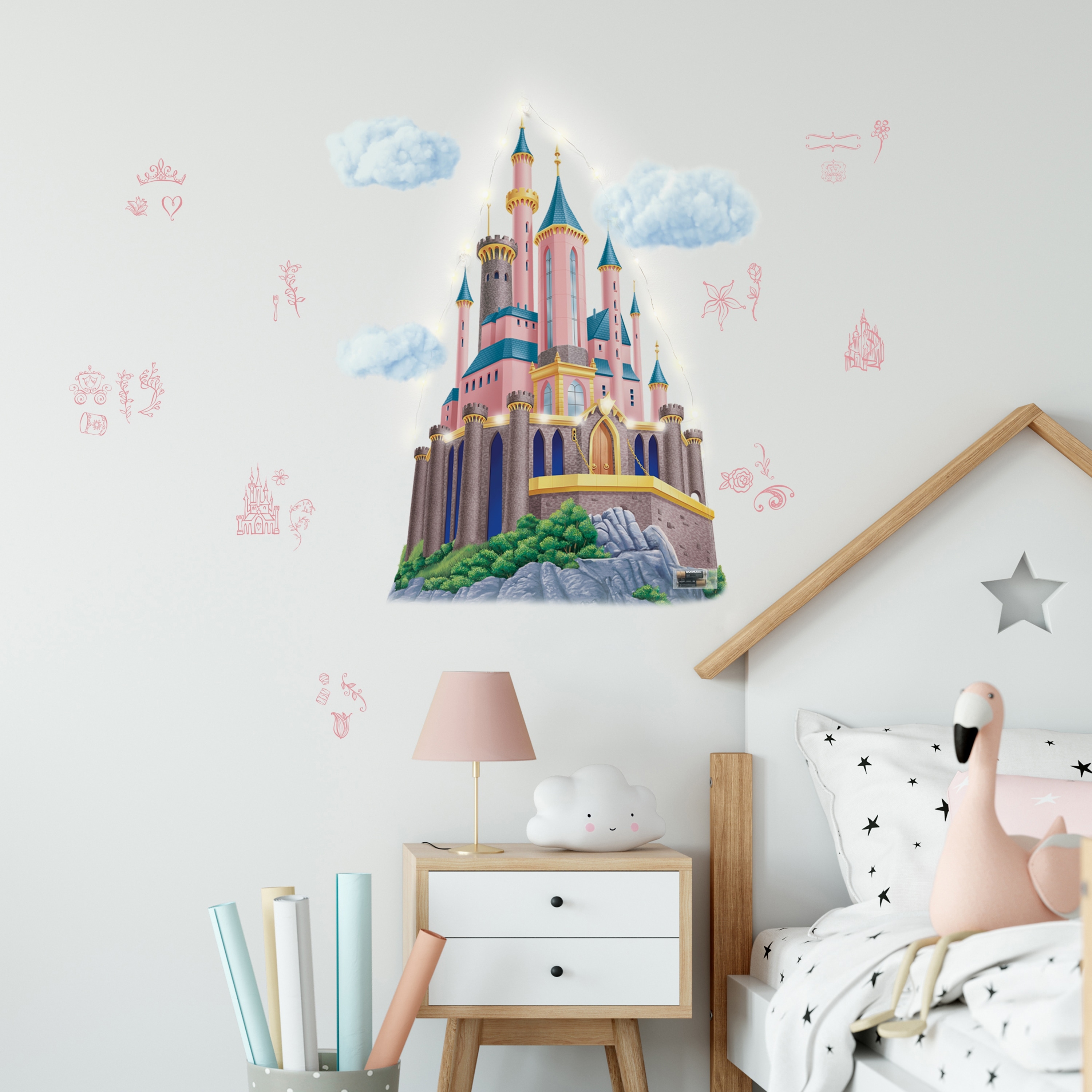 Disney Princess Castle XL Giant Wall Decals with String Lights by RoomMates  - buybuy BABY - 38884262, image size:3000x3000